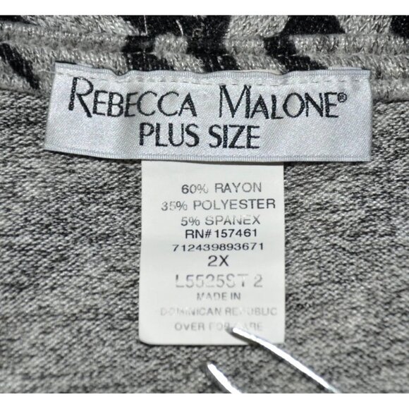 Rebecca Malone Womens Gray Studded Animal Print Cowl Neck Sweater Plus Size 2X - Picture 9 of 10